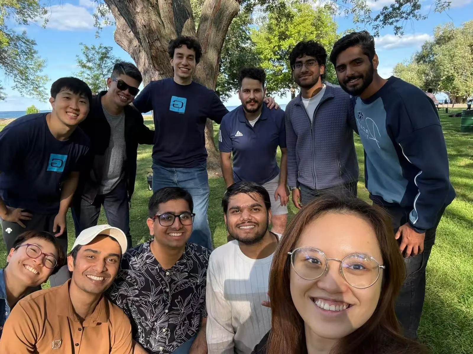Group selfie in a park